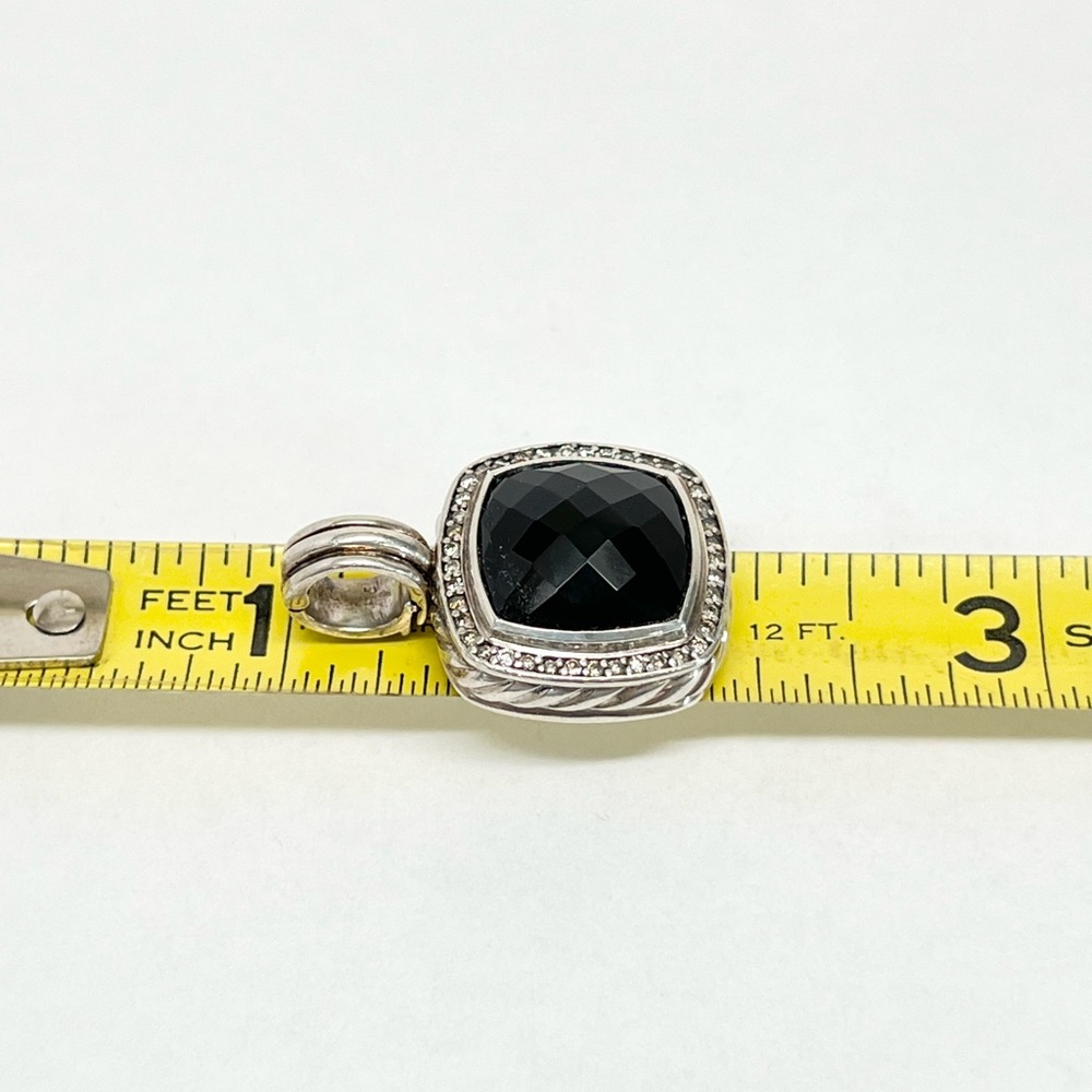 David Yurman 14mm Black Onyx Pave Diamond Albion Enhancer Pendant .925 - Picture 9 of 10